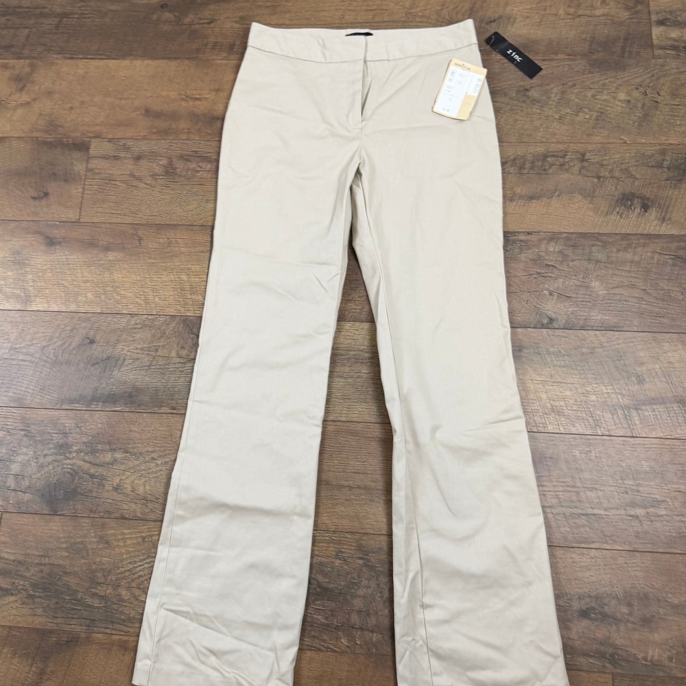 Zinc Women's Stone Beige Cotton Stretch Straight Leg Dress Pants Size 11 NWT‎